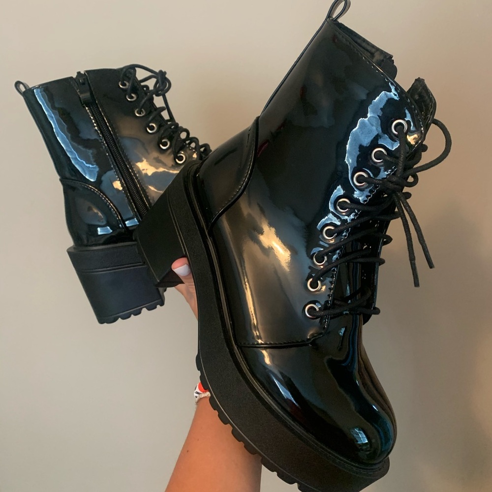 Black Platform Combat Boots